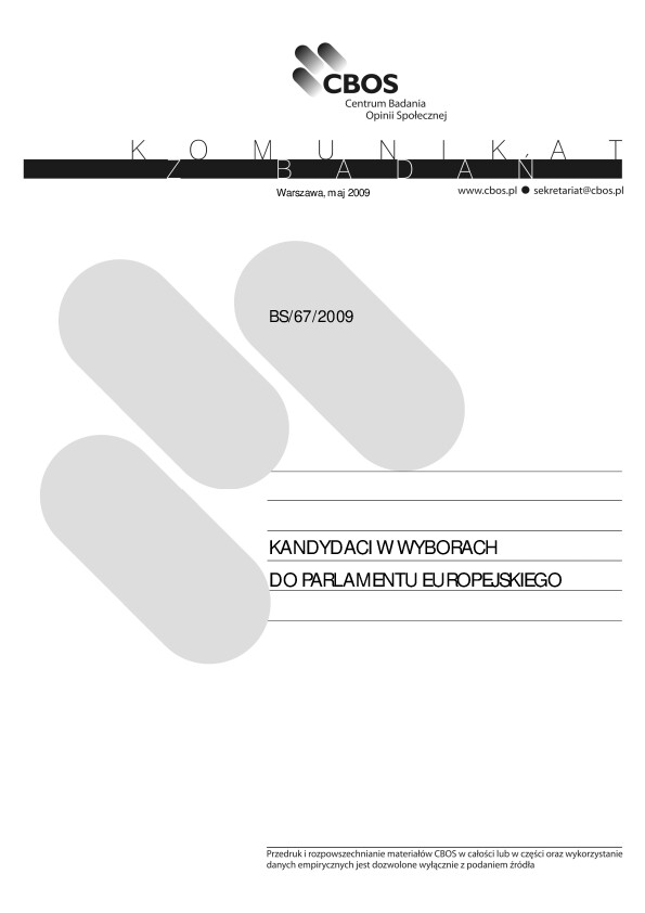 Okładka komunikatu BS/67/2009