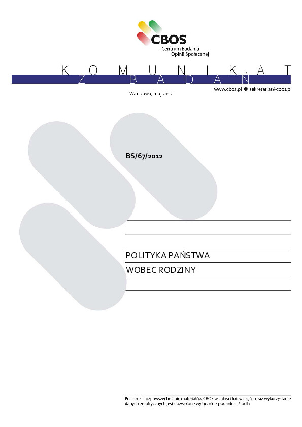 Okładka komunikatu BS/67/2012