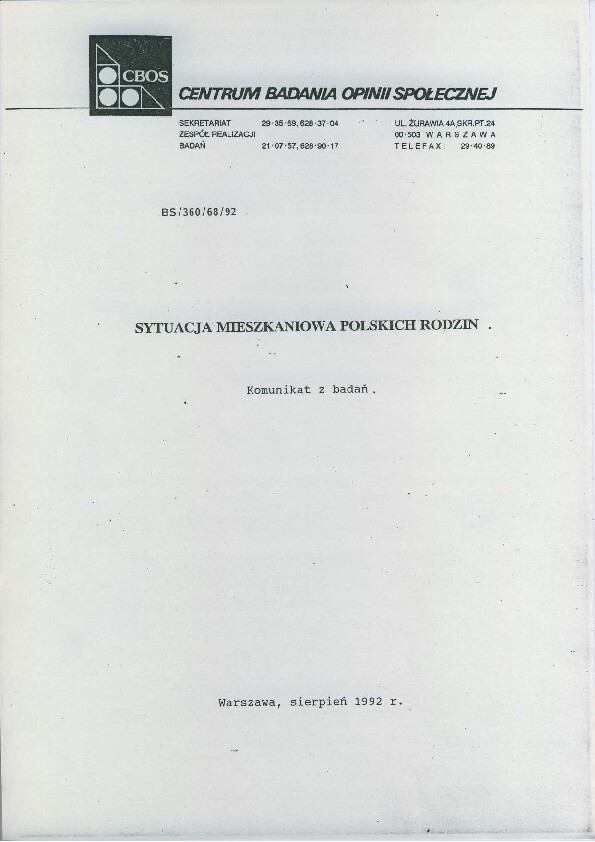 Okładka komunikatu BS/360/68/92