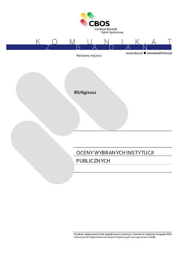Okładka komunikatu BS/69/2012