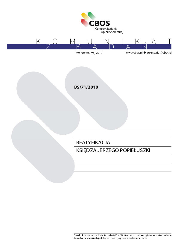 Okładka komunikatu BS/71/2010