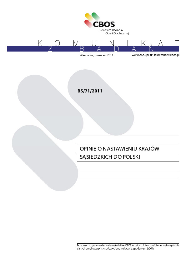 Okładka komunikatu BS/71/2011