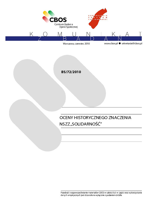 Okładka komunikatu BS/72/2010