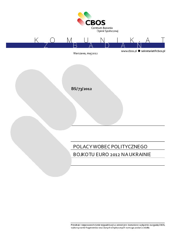 Okładka komunikatu BS/73/2012