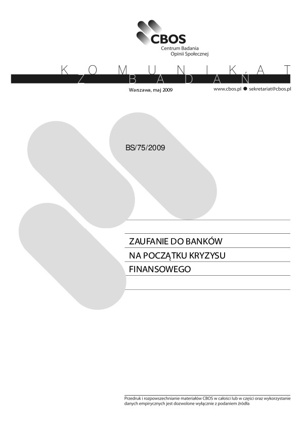 Okładka komunikatu BS/75/2009