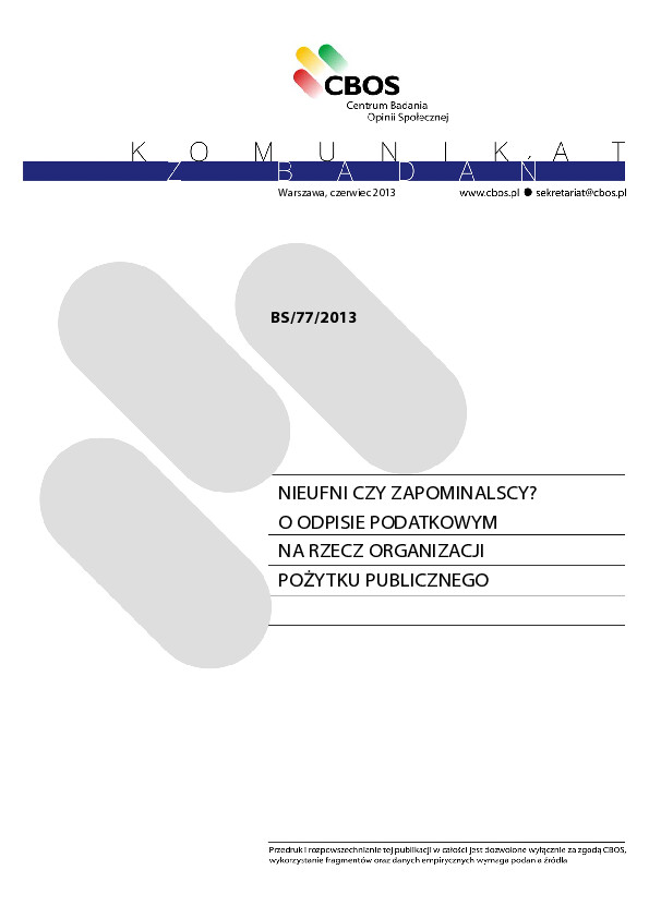 Okładka komunikatu BS/77/2013