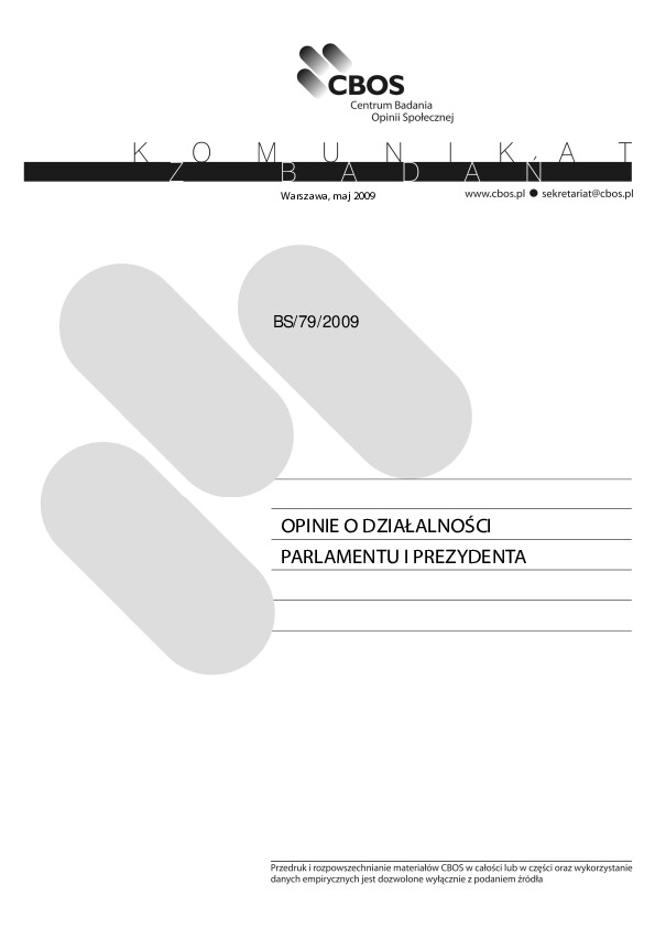 Okładka komunikatu BS/79/2009