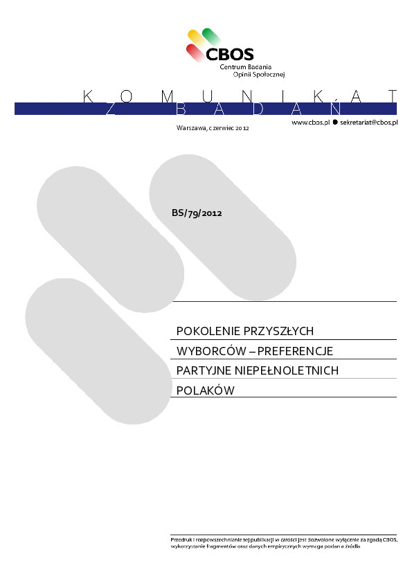 Okładka komunikatu BS/79/2012