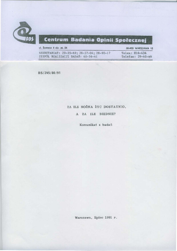 Okładka komunikatu BS/245/80/91