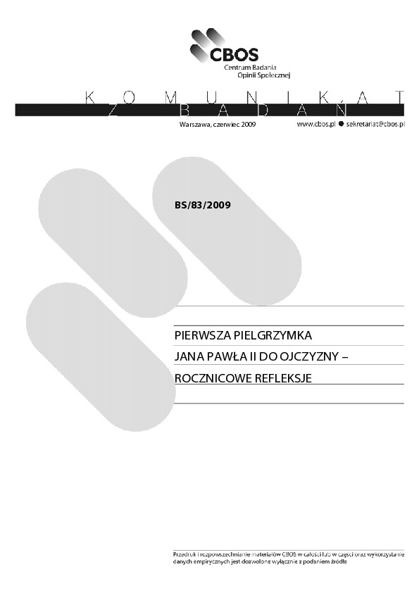 Okładka komunikatu BS/83/2009