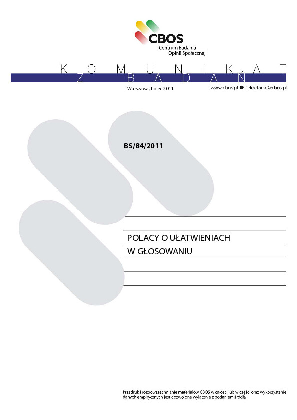 Okładka komunikatu BS/84/2011