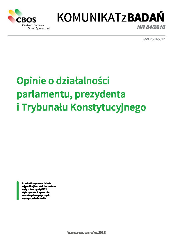 Okładka komunikatu Nr 84/2016