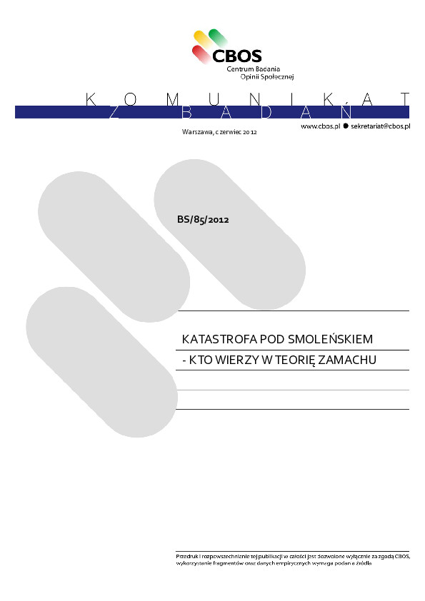 Okładka komunikatu BS/85/2012