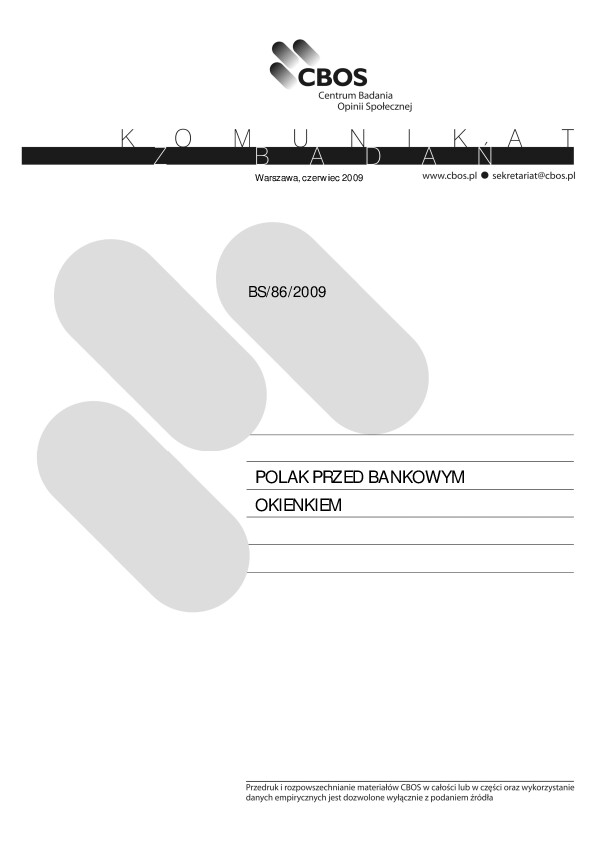 Okładka komunikatu BS/86/2009