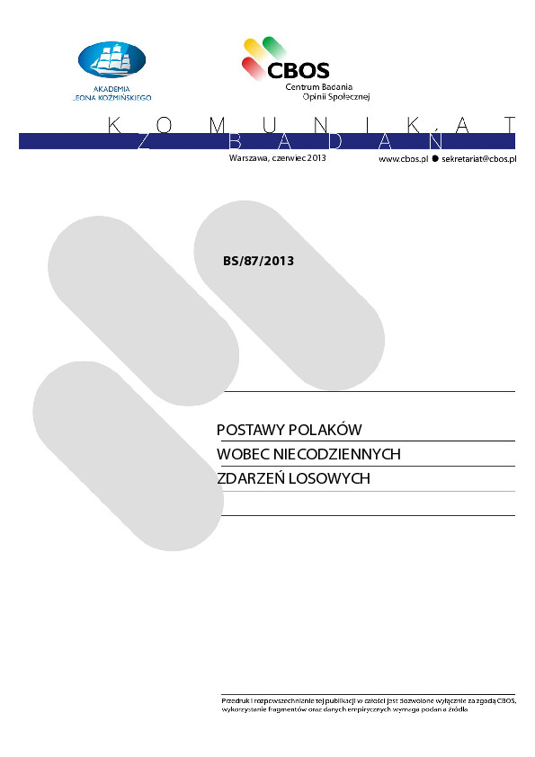 Okładka komunikatu BS/87/2013