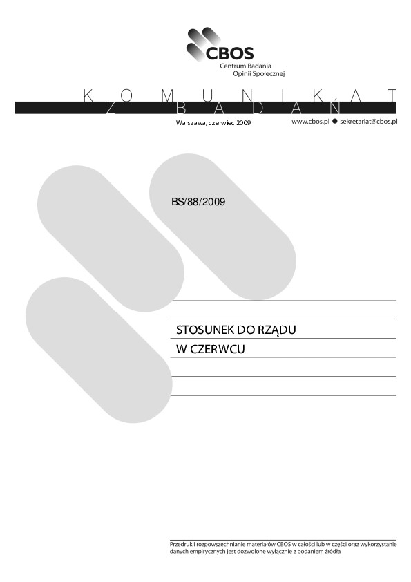 Okładka komunikatu BS/88/2009