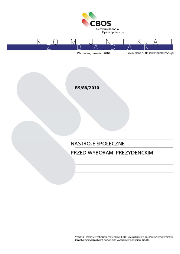 Okładka komunikatu BS/88/2010