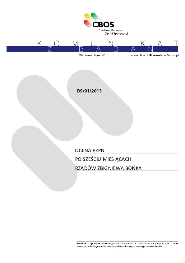 Okładka komunikatu BS/91/2013