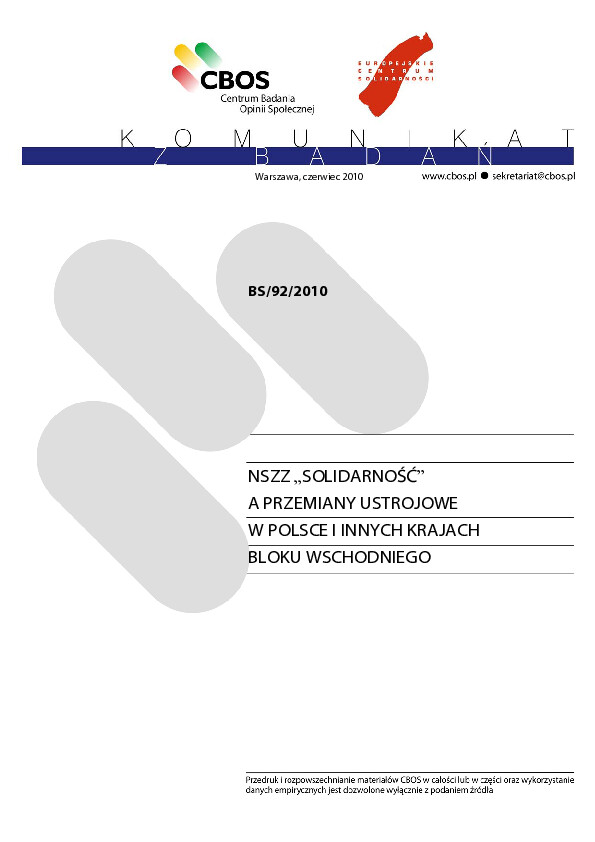 Okładka komunikatu BS/92/2010