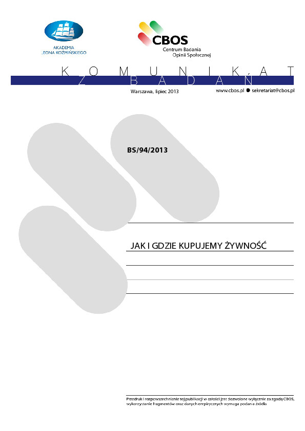 Okładka komunikatu BS/94/2013