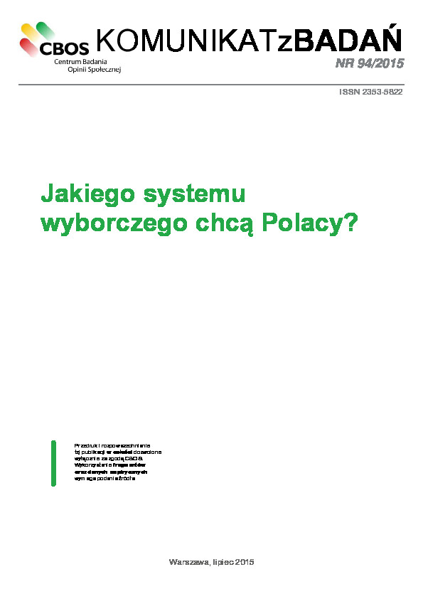 Okładka komunikatu Nr 94/2015