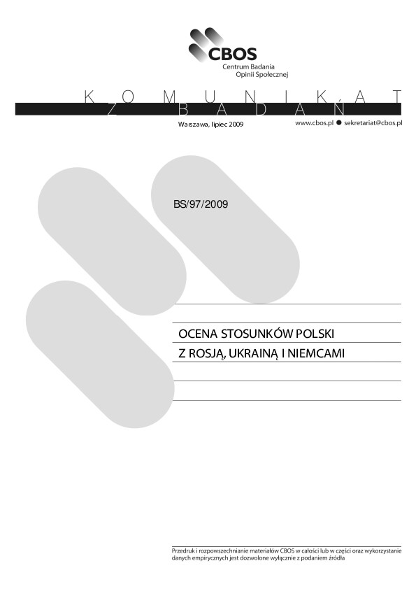 Okładka komunikatu BS/97/2009