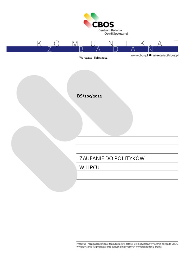 Okładka komunikatu BS/100/2012