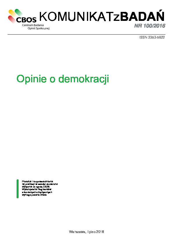 Okładka komunikatu Nr 100/2016