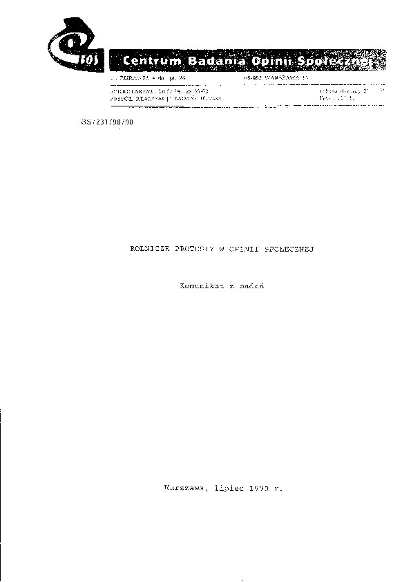 Okładka komunikatu BS/231/98/90