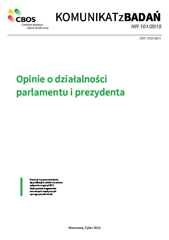 Okładka komunikatu Nr 101/2015