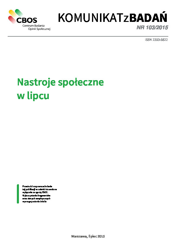 Okładka komunikatu Nr 103/2015