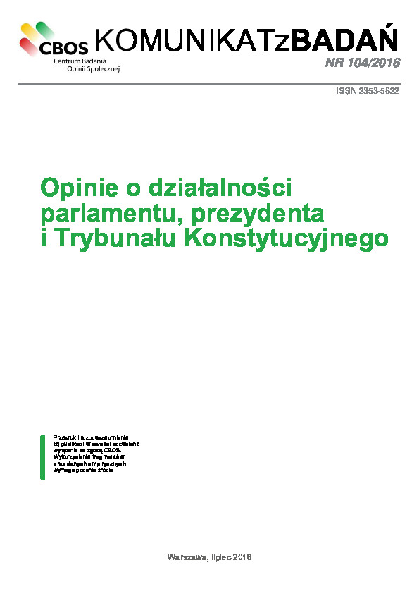 Okładka komunikatu Nr 104/2016