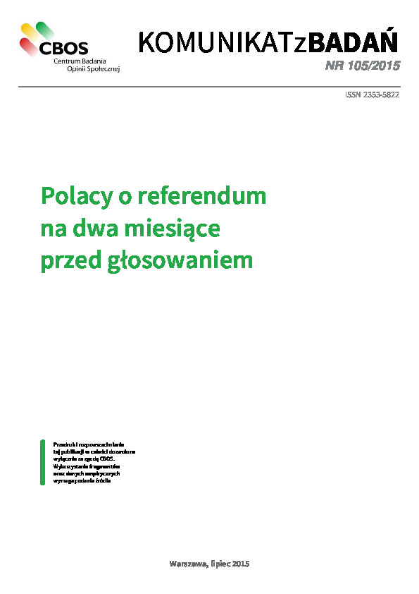 Okładka komunikatu Nr 105/2015