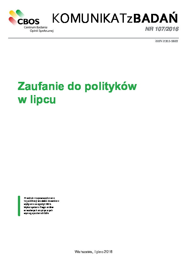 Okładka komunikatu Nr 107/2016