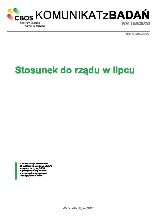Okładka komunikatu Nr 108/2016
