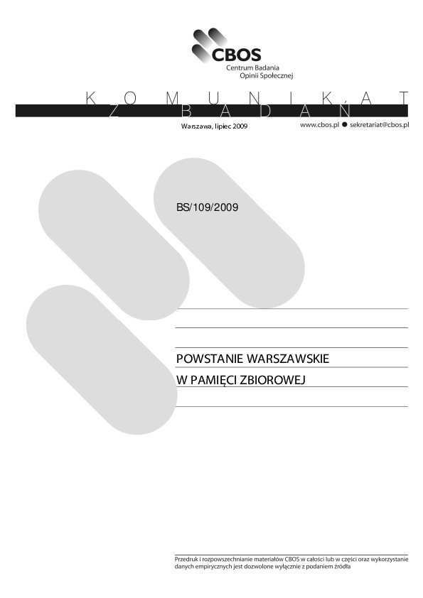 Okładka komunikatu BS/109/2009