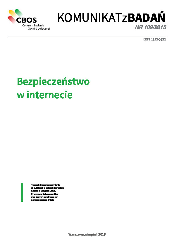 Okładka komunikatu Nr 109/2015