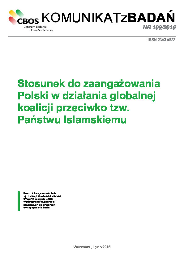 Okładka komunikatu Nr 109/2016