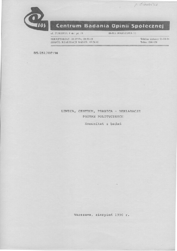 Okładka komunikatu BS/252/107/90