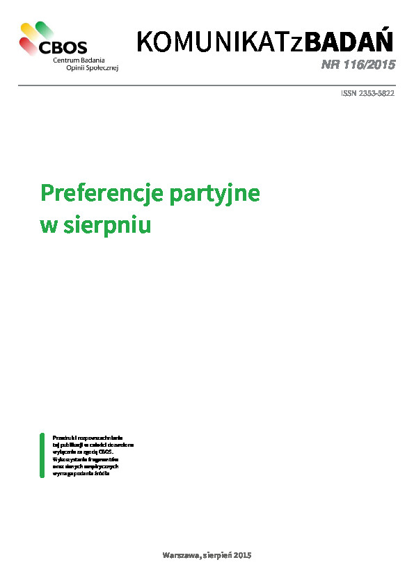 Okładka komunikatu Nr 116/2015