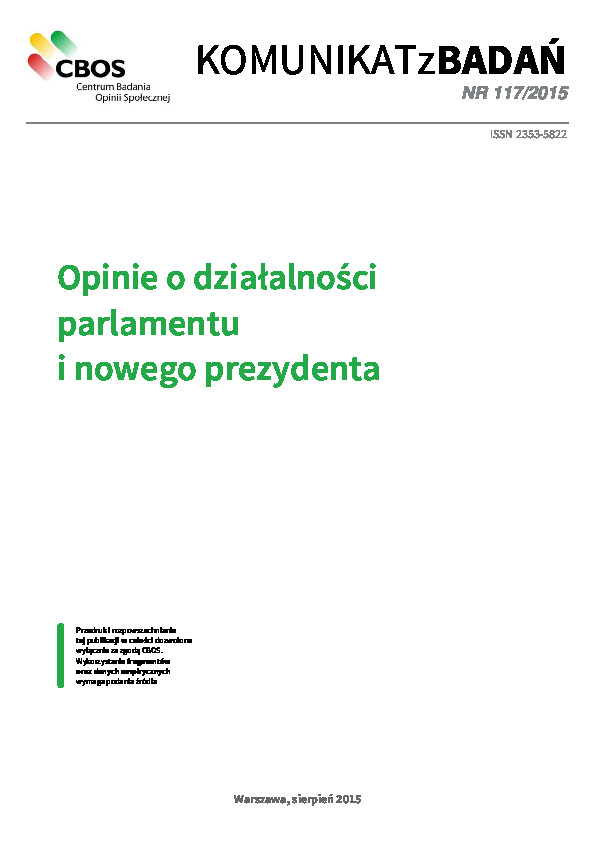 Okładka komunikatu Nr 117/2015