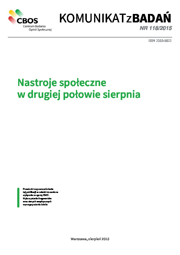 Okładka komunikatu Nr 118/2015