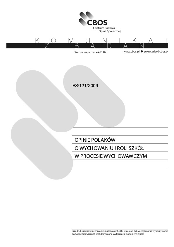 Okładka komunikatu BS/121/2009