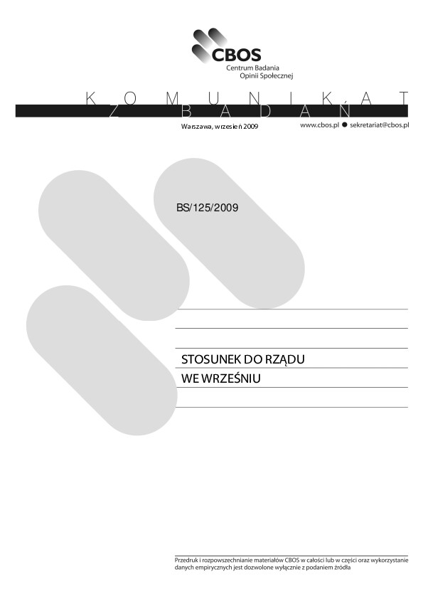 Okładka komunikatu BS/125/2009