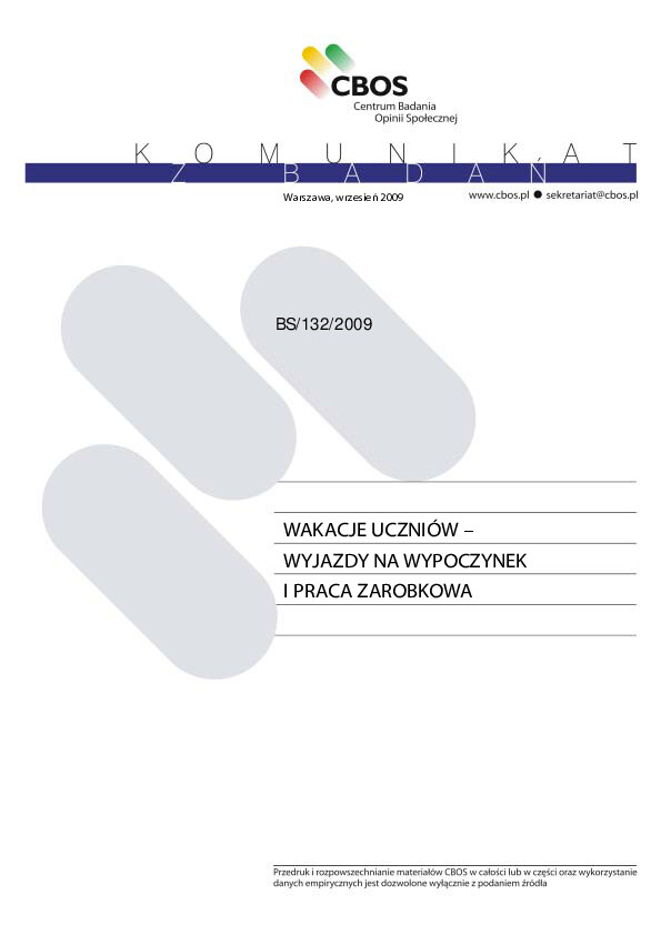 Okładka komunikatu BS/132/2009