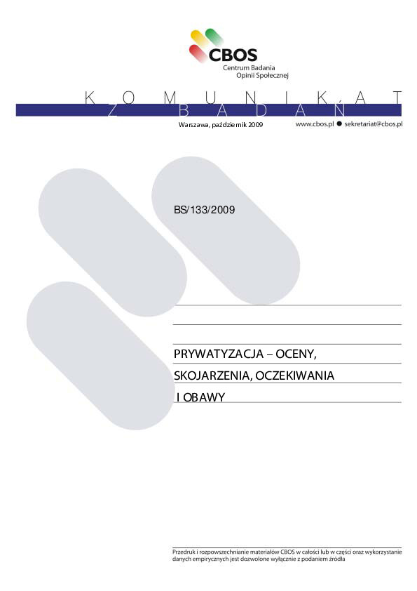Okładka komunikatu BS/133/2009