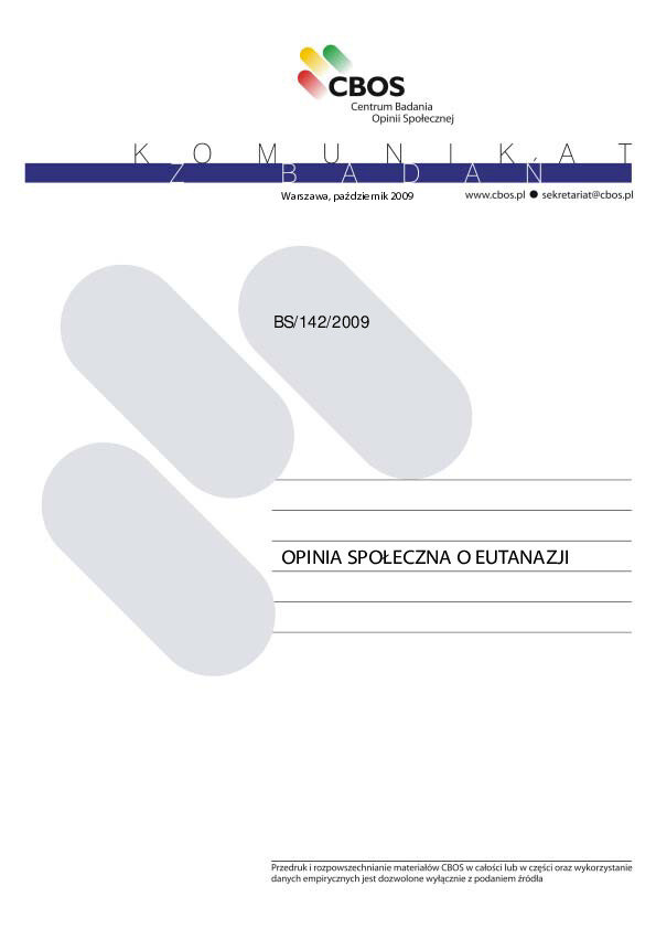 Okładka komunikatu BS/142/2009