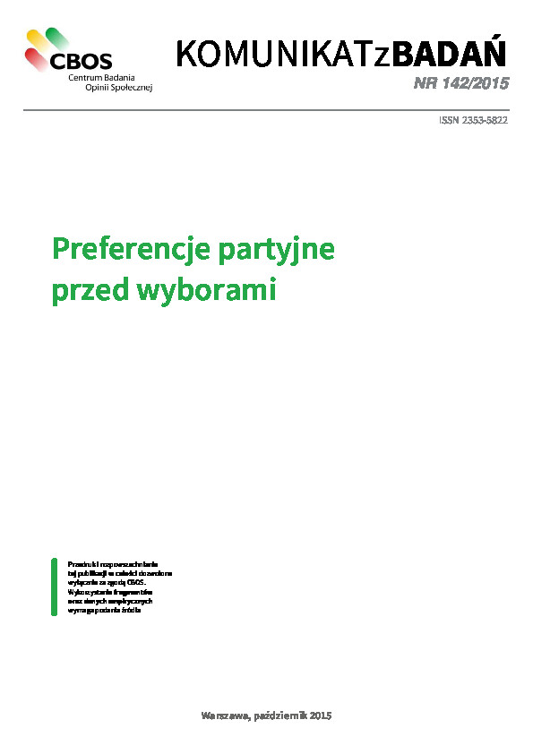 Okładka komunikatu Nr 142/2015