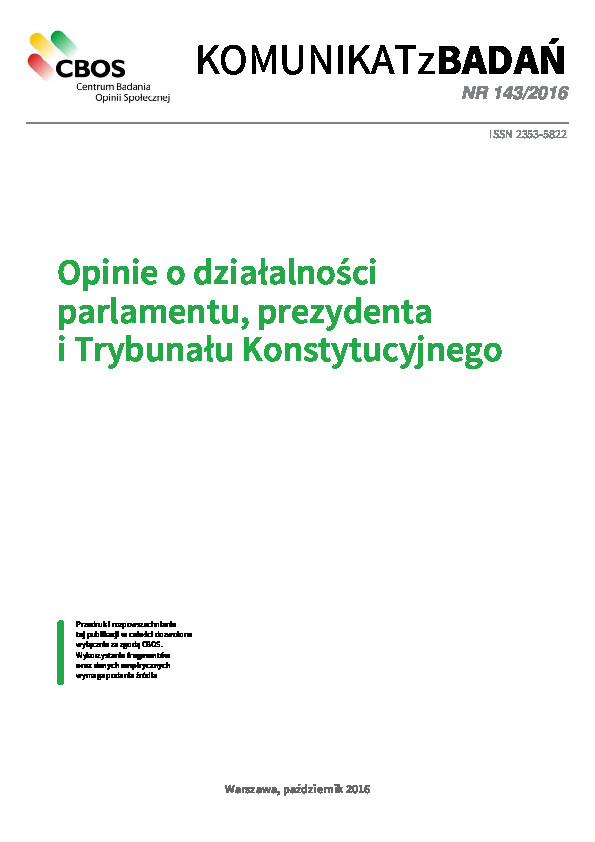 Okładka komunikatu Nr 143/2016