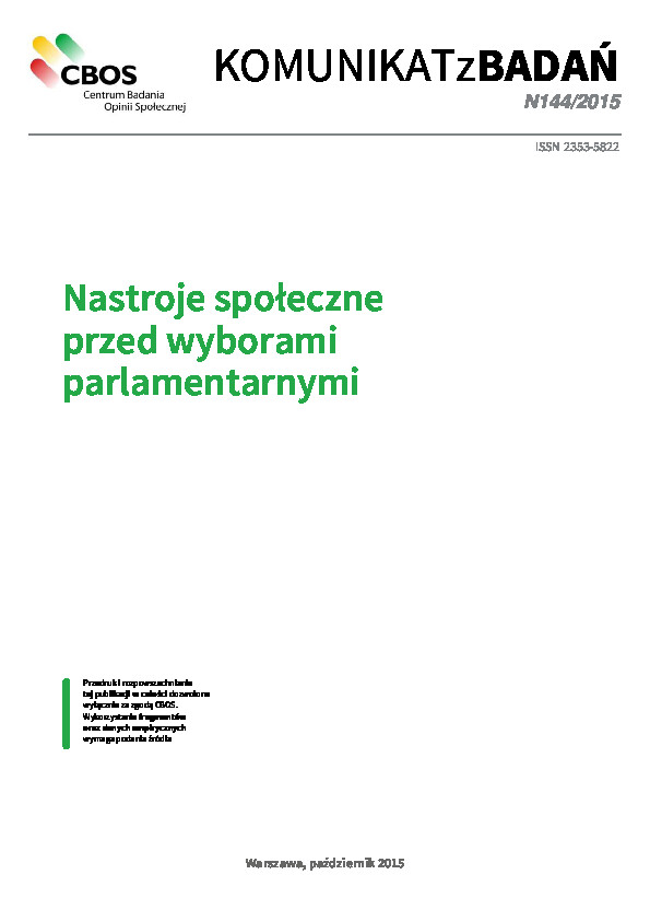 Okładka komunikatu Nr 144/2015